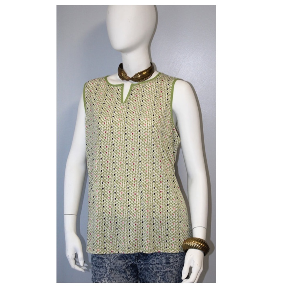 Liz Claiborne Tank Top | Lime Colored Sleeveless Confetti Tank Size Extra Large